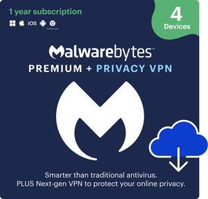 Malwarebytes Premium + Privacy VPN Bundle Bilingual 4-Device 1-Year Subscription [Download]