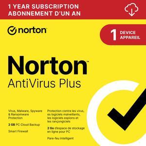 Norton AntiVirus Plus 2024 , Antivirus software for 1 Device - Includes Password Manager, Smart Firewall and PC Cloud Backup [Download]