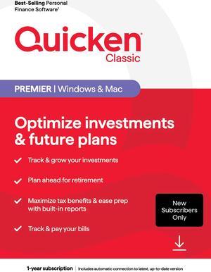 Quicken Classic Premier for New Subscribers Only - 1 Year Subscription [Windows/Mac Download]
