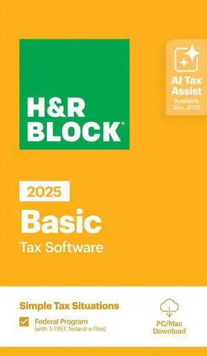 H&R Block Tax Software Basic 2025 PC/Mac [Key Card]