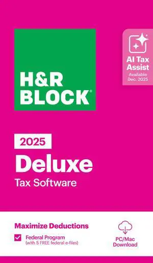 H&R Block Tax Software Deluxe 2025 PC/Mac [Key Card]