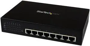 StarTech IES81000POE 8 Port Unmanaged Industrial Gigabit Power over Ethernet Switch - 802.3af/at PoE+ Switch - Wall Mountable - PoE Network Switch