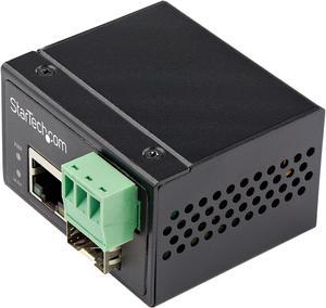 StarTech.com IMC100MSFP Industrial Fiber to Ethernet Media Converter - 100Mbps SFP to RJ45/Cat6 - Singlemode/Multimode Optical Fiber to Copper Network - 12-56V DC - IP-30/ -40 to +75°C (IMC100MSFP)