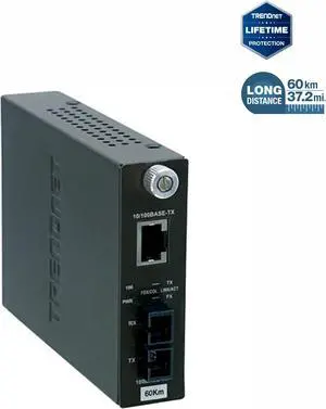 TRENDnet TFC-110S60 Single-Mode Fiber Converter (60Km) with SC-Type Connector