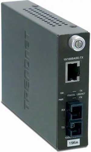 TRENDnet TFC-110S15i Intelligent 10/100Base-TX to 100Base-FX Single Mode SC Fiber Converter