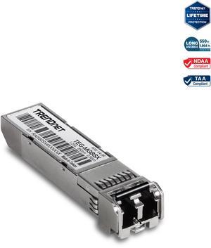 TRENDnet SFP Multi-Mode LC Module, Up To 550m (1800 ft), Mini-GBIC, Hot Pluggable, IEEE 802.3z Gigabit Ethernet, Supports Up To 1.25 Gbps, Lifetime Protection, Silver, TEG-MGBSX