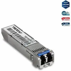 TRENDnet SFP to RJ45 Mini-GBIC Single-Mode LC Module, TEG-MGBS10, For Single Mode Fiber, Distances up to 10km (6.2 Miles), Gigabit SFP Module, IEEE 802.3z Gigabit Ethernet