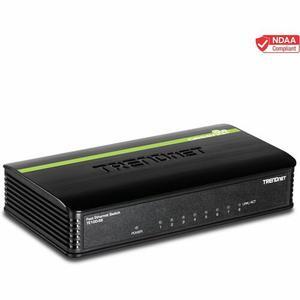 TRENDnet 8-Port Unmanaged 10/100 Mbps GREENnet Ethernet Desktop Switch, TE100-S8, 8 x 10/100 Mbps Ethernet Ports, 1.6 Gbps Switching Capacity, Plastic Housing, Network Ethernet Switch, Plug & Play