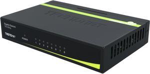 TRENDnet 8-Port Unmanaged Gigabit GREENnet Desktop Metal Switch, Fanless, 16Gbps Switching Capacity, Plug & Play, Network Ethernet Switch, Lifetime Protection, Black, TEG-S80G