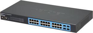 TRENDnet 24-Port Gigabit Layer 2 Switch with 4 Shared Mini-GBIC Slots, 48 Gbps Switching Capacity, SNMP, Lifetime Protection, TL2-G244