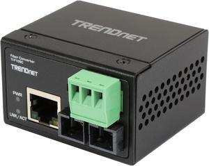 TRENDnet Hardened Industrial 100Base-FX Multi-Mode SC Fiber Converter, (2km, 1.2 Miles), IP40 Rated Housing, TI-F10SC