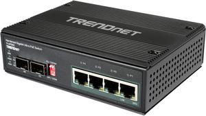 TRENDnet 6-Port Hardened Industrial Gigabit 10/100/1000 Mbps Ultra PoE DIN-Rail Switch, UPoE, IP30, DIN-Rail & Wall Mounts Included, TI-UPG62