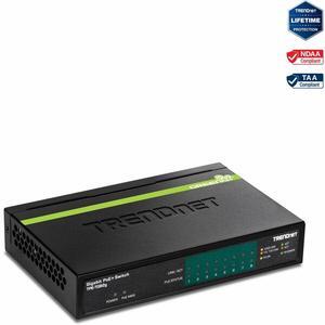TRENDnet 8-Port GREENnet Gigabit PoE+ Switch, Supports PoE And PoE+ Devices, 61W PoE Budget, 16Gbps Switching Capacity, Data & Power Via Ethernet To PoE Access Points & IP Cameras, Black, TPE-TG82G