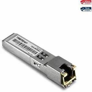 TRENDnet SFP to RJ45 1000BASE-T Copper SFP Module, TEG-MGBRJ, 100m (328 Ft.), RJ45 Connector, Hot Pluggable, Supports Data Rates Up to 1.25Gbps, IEEE 802.3ab Gigabit Ethernet