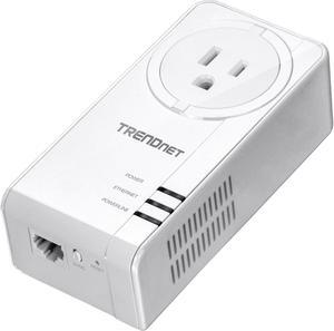 TRENDnet TPL-423E Powerline 1300 AV2 Adapter Kit with Built-in Outlet, Gigabit Port, IEEE 1905.1 & IEEE 1901, Homeplug AV2