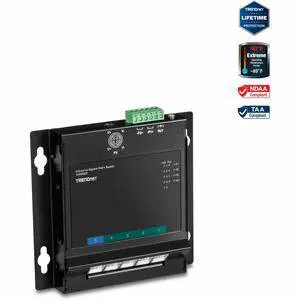 TRENDnet 5-Port Industrial Gigabit PoE+ Wall-Mounted Front Access Switch, 5X Gigabit PoE+ Ports, DIN-Rail Mount, 48 -57V DC Power Input, IP30, 120W PoE Budget, TI-PG50F