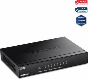 TRENDnet 8-Port Unmanaged 2.5G Switch, 8 x 2.5GBASE-T Ports, 40Gbps Switching Capacity, Backwards Compatible with 10-100-1000Mbps Devices, Fanless, Wall Mountable, Black, TEG-S380