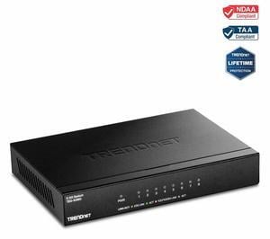 TRENDnet 8-Port Unmanaged 2.5G Switch, 8 x 2.5GBASE-T Ports, 40Gbps Switching Capacity, Backwards Compatible with 10-100-1000Mbps Devices, Fanless, Wall Mountable, Black, TEG-S380