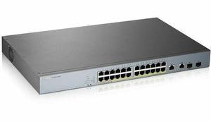 ZyXEL GS1350-26HP 24-Port Gigabit Smart Nebula Cloud Managed PoE Switch, 24 PoE+ Ports at 375W with 2 SFP Uplinks