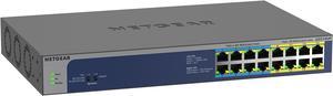 NETGEAR 16-Port Gigabit Ethernet Unmanaged PoE Switch (GS516UP) - with 8 x PoE+ and 8 x PoE++ @ 380W, Desktop/Rackmount, and ProSAFE Lifetime Protection
