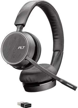 Plantronics - Voyager 4220 UC USB-A (Poly) - Bluetooth Dual-Ear (Stereo) Headset - Connect to PC, Mac, & Desk Phone - Noise Canceling - Works with Teams, Zoom & more