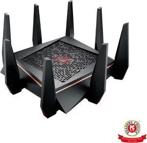ASUS Gaming Router Tri-band Wi-Fi (Up to 5334 Mbps) for VR & 4K Streaming, 1.8GHz Quad-Core Processor, Gaming Port, Whole Home Mesh System, & AiProtection Network with 8xGigabit LAN Ports (GT-AC5300) ASUS Gaming Router Tri-band Wi-Fi (Up to 5334 Mbps) for VR & 4K Streaming, 1.8GHz Quad-Core Processor, Gaming Port, Whole Home Mesh System, & AiProtection Network with 8xGigabit LAN Ports (GT-AC5300)