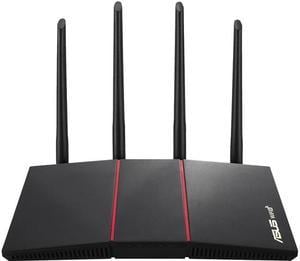 Asus RT-AX55/CA(Black) AX1800 Dual Band WiFi 6 (802.11ax) Router Supporting MU-MIMO and OFDMA technology, with AiProtection Classic Network Security, Compatible with ASUS AiMesh WiFi System