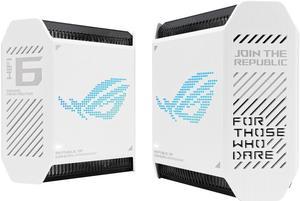 ASUS ROG Rapture GT6 (2PK) Tri-Band WiFi 6 Gaming Mesh WiFi System, covers up to 5,800 sq ft, 2.5 Gbps port, triple-level game acceleration, ASUS RangeBoost Plus, UNII 4, Moonlight White