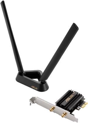 ASUS PCE-AXE59BT WiFi6 6E AX5400 PCI-E Adapter with 2 External Antennas and magnetized Base. Supporting 6GHz Band, 160MHz, Bluetooth 5.2, WPA3 Network Security, OFDMA and MU-MIMO