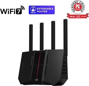 ASUS RT-BE92 Tri-band WiFi 7 Router, supports new 320MHz bandwidth & 4096-QAM, MLO, AI WAN detection, AiMesh support, subscription-free network security, comprehensive VPN (BE9700)