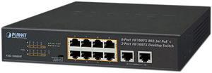 PLANET FSD-1008HP Unmanaged 8-Port 10/100TX 802.3at PoE + 2-Port 10/100TX Desktop Switch (120 watts)