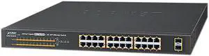 PLANET GSW-2620HP Unmanaged 24-Port 10/100/1000T 802.3at PoE + 2-Port 1000X SFP Gigabit Ethernet Switch