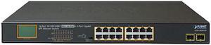 Planet GSW-1820VHP 16-Port 10/100/1000T 802.3at PoE + 2-Port Gigabit SFP Ethernet Switch with LCD PoE Monitor (300W)
