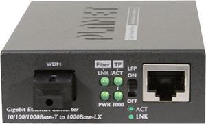PLANET GT-806B15 10/100/1000Base-TX to 1000FX WDM Bi-directional Media Converter (SM, WDM, 1550nm, 15 km)