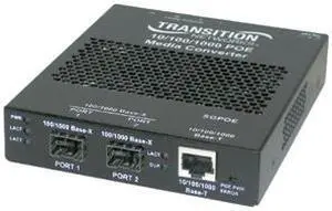 TRANSITION SGPOE1013-100-NA 10/100/1000BASE-T to 100/1000BASE-X Power-over-Ethernet PSE Media Converter