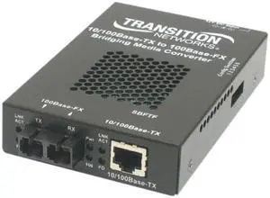 Transition Networks 10/100 Bridging 10/100Base-TX to 100Base-FX Media Converter - 1 x RJ-45 , 1 x LC - 10/100Base-TX, 100Base-FX