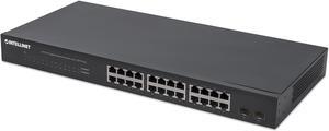 Intellinet 24-Port Gigabit Ethernet Switch with 2 SFP Ports, 24 x 10/100/1000 Mbps RJ45 Ports + 2 x SFP, IEEE 802.3az (Energy Efficient Ethernet), 19" Rackmount, Metal