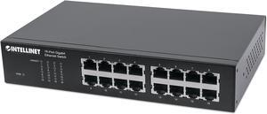 Intellinet 16-Port Gigabit Ethernet Switch, 16-Port RJ45 10/100/1000 Mbps, IEEE 802.3az Energy Efficient Ethernet, Desktop, 10" and 19" Rackmount