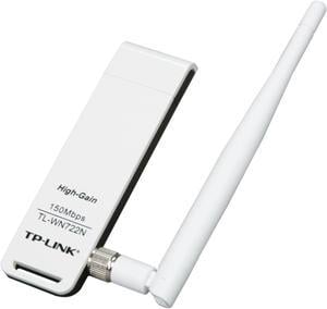 TP-LINK TL-WN722N Wireless N150 High Gain USB Adapter, 150Mbps, w/4 dBi High Gain Detachable Antenna, IEEE 802.11b/g/n, WEP, WPA/WPA2