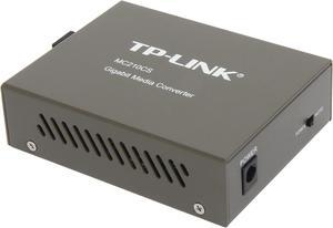 TP-Link Gigabit SFP to RJ45 Fiber Media Converter | Fiber to Ethernet Converter | 10/100/1000Mbps RJ45 Port to 1000Base-LX Single-Mode Fiber (MC210CS) Grey