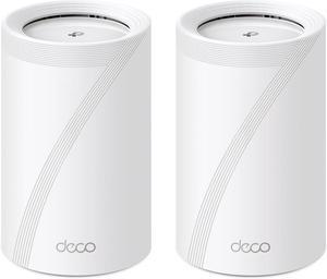 TP-Link Tri-Band WiFi 7 BE10000 Whole Home Mesh System (Deco BE63) | 6-Stream 10 Gbps | 4 × 2.5G Ports Wired Backhaul, 4× Smart Internal Antennas | VPN, AI-Roaming, MU-MIMO, HomeShield (2-Pack)