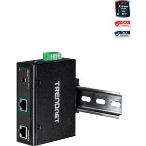 TRENDnet Industrial Gigabit UPoE Splitter, Dual DC Power Outputs, DIN-Rail or Wall-Mountable, Adjustable Voltage Output, TI-SG104