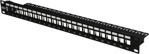 TRENDnet 24-Port Blank Keystone Shielded 1U Patch Panel, 1U 19" Rackmount Housing, Protects Against EMI/RFI Noise, Recommended With TC-K06C6A Cat6A Keystone Jacks (Sold Separately), Black, TC-KP24S