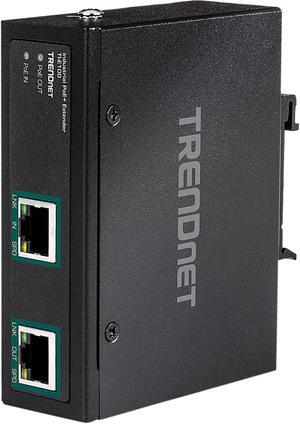 TRENDnet Industrial Gigabit PoE+ Extender, TI-E100, Single Port PoE, Power Over Ethernet, Supports PoE (15.4W) and PoE+ (30W), Extends 100m, Cascade 2 Units for Distance Up to 300m (984 ft.), IP30
