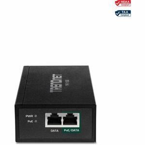 TRENDnet Gigabit PoE++ Injector, Convert A Non-PoE Port to A PoE++ Gigabit Port, PoE (15.4W), PoE+ (30W), Or PoE++ (95W), Up to 100m (328 ft), Integrated Power Supply, Black, TPE-119GI