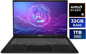 MSI Summit A16 AI+ 16" Touchscreen Copilot+ PC Laptop AMD Ryzen AI 9 365 32GB LPDDR5X RAM 1TB SSD Win 11 Pro with MSI Pen (A3HMTG-014US)
