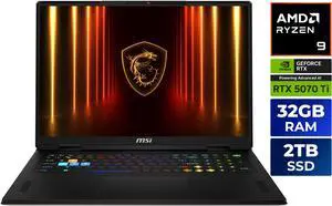 MSI Vector - 18" GeForce RTX 5070 Ti Laptop GPU - AMD Ryzen 9 9955HX - 32GB Memory - 2 TB SSD - Windows 11 Pro Gaming Laptop - 240 Hz IPS (Vector A18 HX A9WHG-074US ) MSI Vector - 18" GeForce RTX 5070 Ti Laptop GPU - AMD Ryzen 9 9955HX - 32GB Memory - 2 TB SSD - Windows 11 Pro Gaming Laptop - 240 Hz IPS (Vector A18 HX A9WHG-074US )