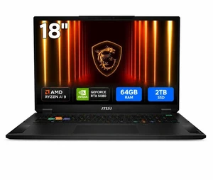 MSI Stealth A18 AI+ - AMD Ryzen AI 9 HX 370 - GeForce RTX 5080 - 64GB RAM - 2TB SSD - 18" 120Hz 3840 x 2400 Mini-LED - Windows 11 Home (Stealth A18 AI+ A3XWIG-009US ) MSI Stealth A18 AI+ - AMD Ryzen AI 9 HX 370 - GeForce RTX 5080 - 64GB RAM - 2TB SSD - 18" 120Hz 3840 x 2400 Mini-LED - Windows 11 Home (Stealth A18 AI+ A3XWIG-009US )