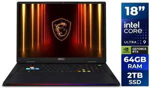 MSI - 18" GeForce RTX 5090 Laptop GPU - Intel Core Ultra 9 285HX - 64GB Memory - 2 TB SSD - Windows 11 Home Gaming Laptop - 240 Hz IPS (Raider 18 HX AI A2XWJG-445CA ) MSI - 18" GeForce RTX 5090 Laptop GPU - Intel Core Ultra 9 285HX - 64GB Memory - 2 TB SSD - Windows 11 Home Gaming Laptop - 240 Hz IPS (Raider 18 HX AI A2XWJG-445CA )