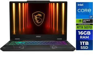MSI Cyborg 15 - 15.6" GeForce RTX 5070 Laptop GPU - Intel Core 7 240H(1.80-5.20GHz) - 16GB (8GB*2)DDR5 5600MHz Memory - 1TB NVMe SSD Gen4x4 SSD - Windows 11 Home Gaming Laptops - 144 Hz IPS (Cyborg 15